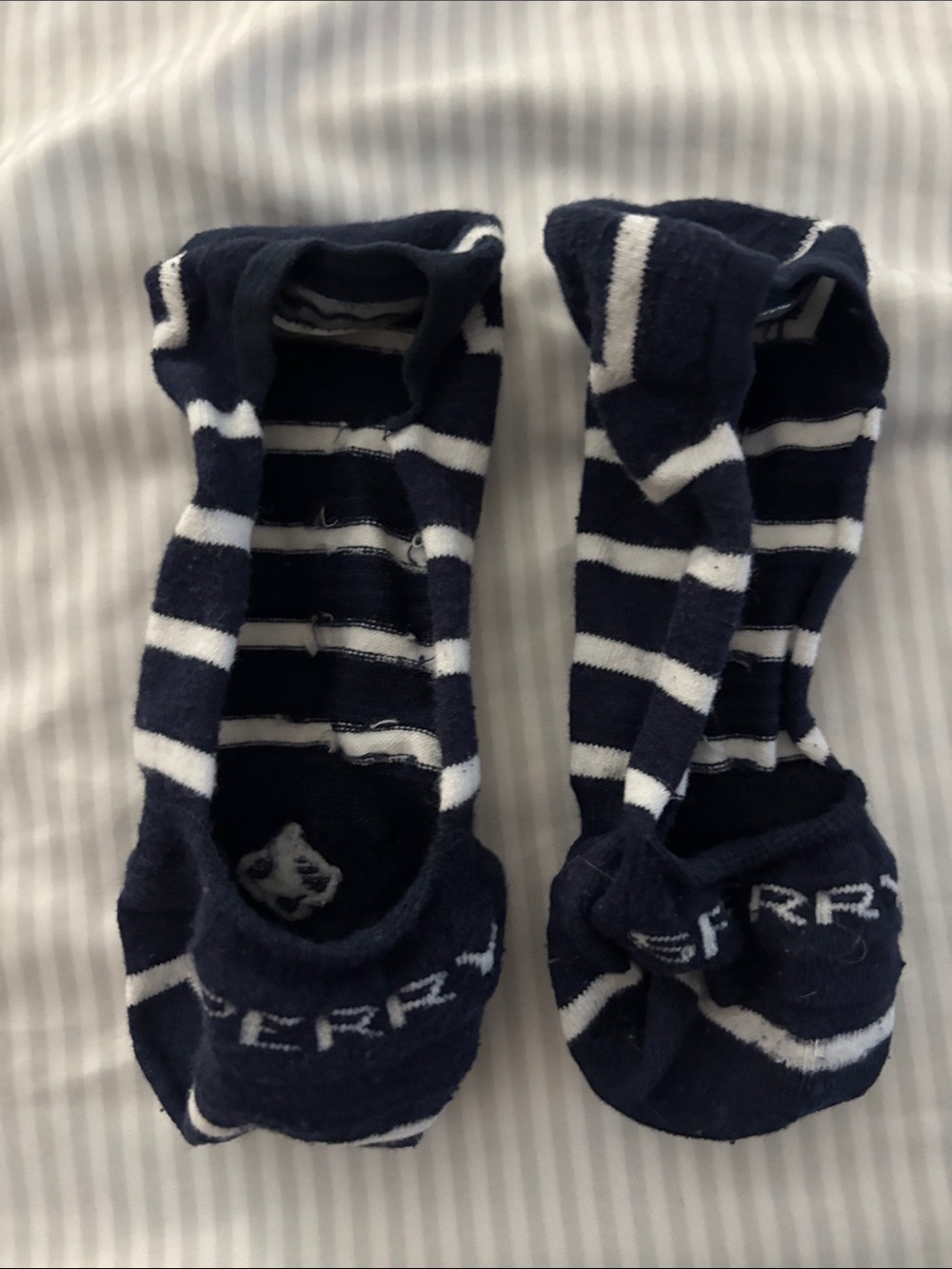 Striped Navy & White No-Show Socks for Women